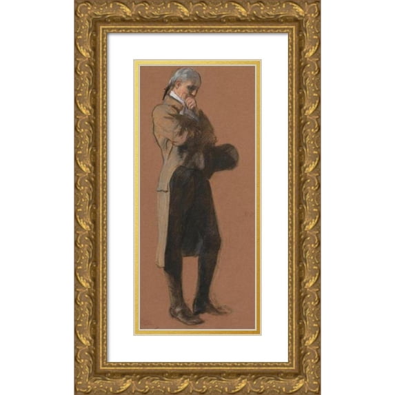 Edwin Austin Abbey 8x14 Gold Ornate Wood Frame and Double Matted Museum Art Print Titled - Study for Figure of Dr. Benjamin Rush, in ‘Apotheosis of Pennsylvania’ Mural at the State Capitol Buildi
