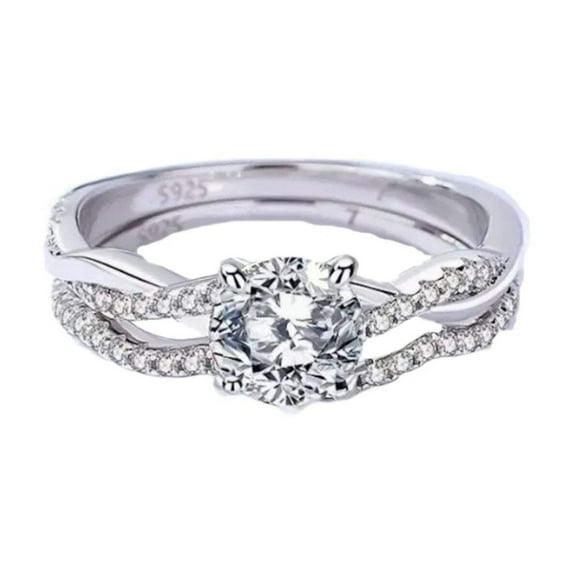 Edwin Earls 1.50 Carat Round Brilliant Cut Moissanite Wedding Set -Women's Bridal Set -Infinity Style Ring - 2 Piece Engagement Ring -925 Sterling Silver