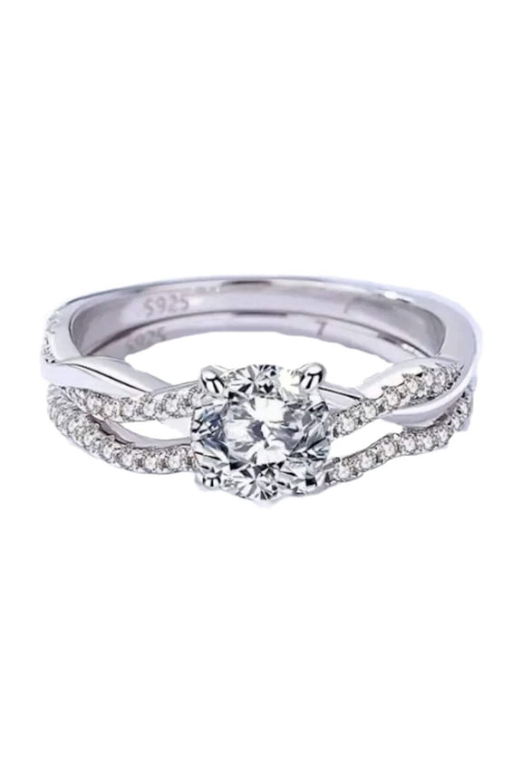 1.50 Carat Round Brilliant Cut Moissanite Wedding Set -Women's Bridal Set -Infinity Style Ring - 2 Piece Engagement Ring -925 Sterling Silver
