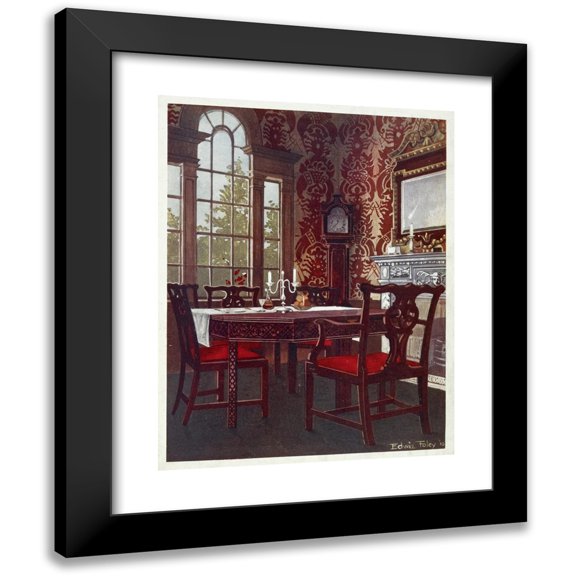 Edwin Foley 12x14 Black Modern Framed Museum Art Print Titled - Mahogany Divisible Dining-Tables, Dining Room Splat-Back Chairs (1910 - 1911)