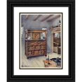 thumbnail image 1 of Edwin Foley 12x14 Black Ornate Wood Framed Double Matted Museum Art Print Titled: The Putnam Cupboard of English Oak and Cedar, Carved Settle of American Oak (1910 - 1911), 1 of 5