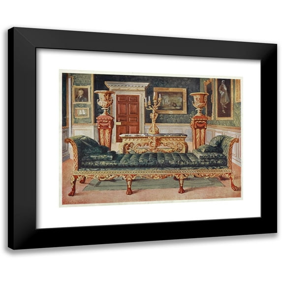 Edwin Foley 14x11 Black Modern Framed Museum Art Print Titled - Mahogany and Gilt Georgian Suite in the Gallery and Green Drawing-Room of Longford Castle (1910 - 1911)