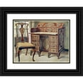 thumbnail image 1 of Edwin Foley 24x19 Black Ornate Framed Double Matted Museum Art Print Titled: Walnut Inlaid Writing-Table (1910 - 1911), 1 of 5