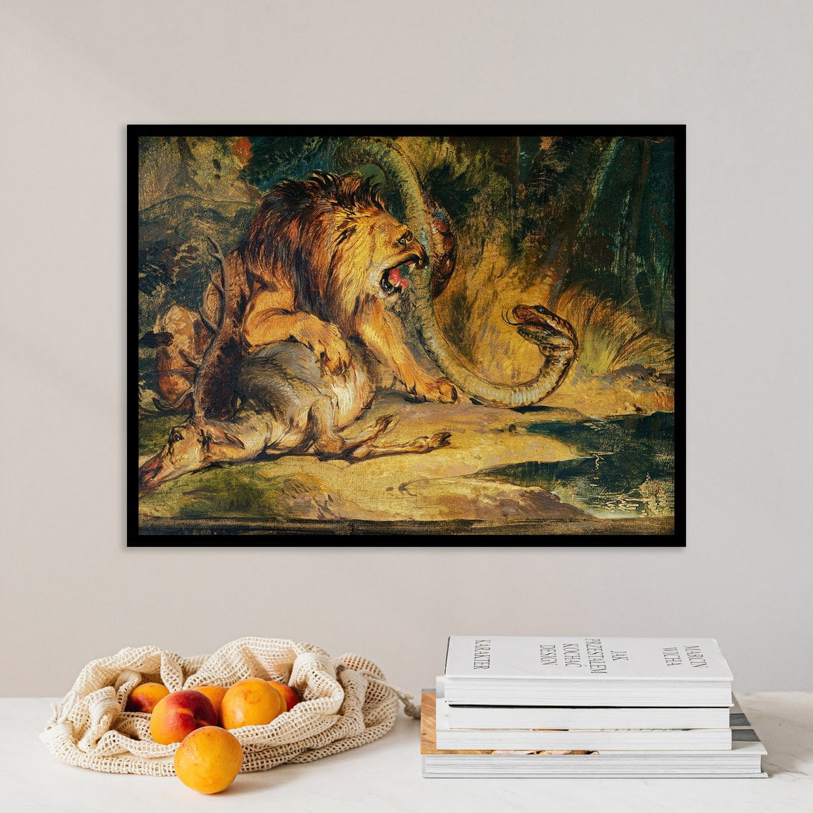 Edwin Butcher Edwin Henry Landseer Poster, Lion Defending Its Prey, Classic Photo ...