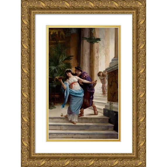 Edwin Howland Blashfield 11x14 Gold Ornate Wood Frame and Double Matted Museum Art Print Titled - The Lover's Advance
