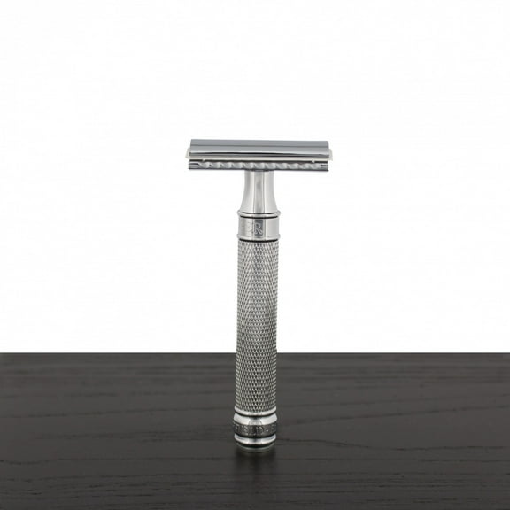 Edwin Jagger DE Safety Razor, 'Extra Grip' Handle, Knurled Chrome