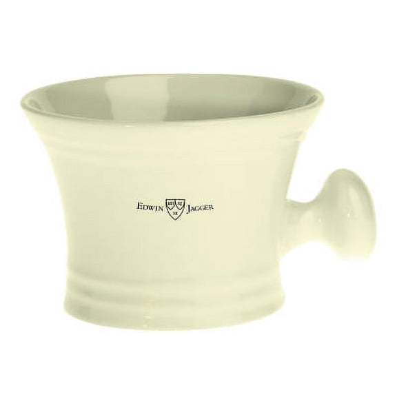 Edwin Jagger Ivory Porcelain Shaving Soap Bowl w/ Handle