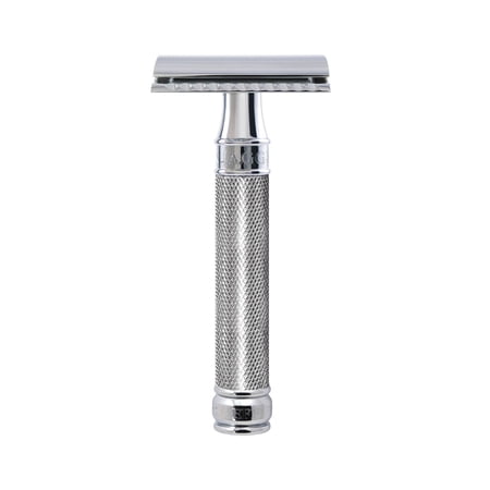 Edwin Jagger Knurled Handle Chrome Plated Double Edge Safety Razor