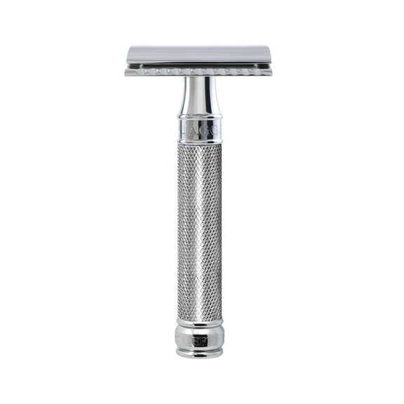 Edwin Jagger Knurled Handle Chrome Plated Double Edge Safety Razor