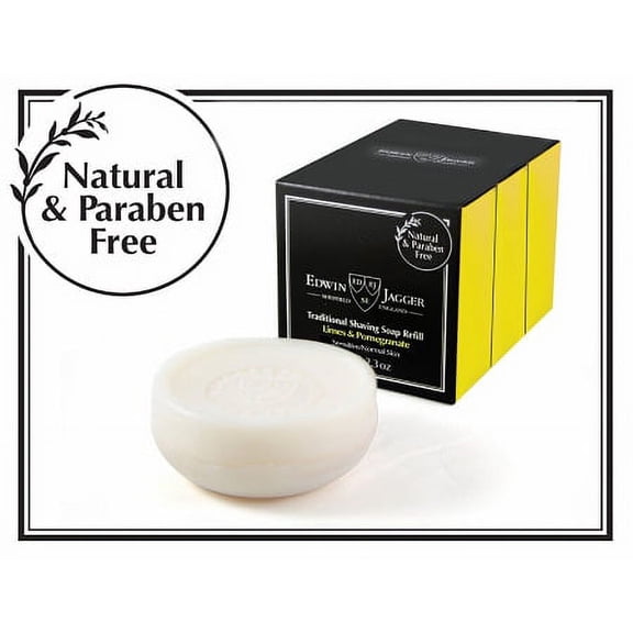 Edwin Jagger Shaving Soap Refill, Limes & Pomegranate, 3-Pack