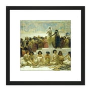 Edwin Long Babylonian Marriage Market Painting 8X8 Inch Square Wooden Framed Wall Art Print Picture with Mount