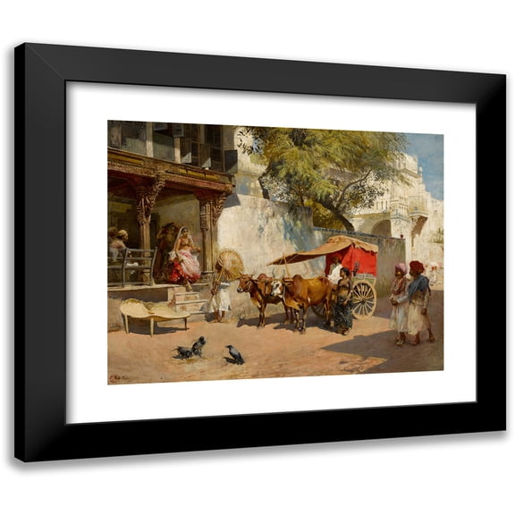 Edwin Lord Weeks 14x12 Black Modern Framed Museum Art Print Titled - Nautch Girls and Bullock Gharry, Ahmedabad (Gujarat State, India)