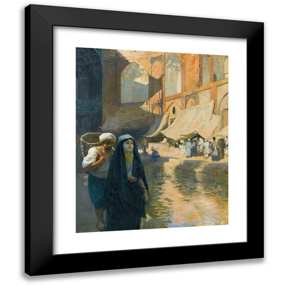Edwin Lord Weeks 20x24 Black Modern Framed Museum Art Print Titled - Isfahan Bazaar