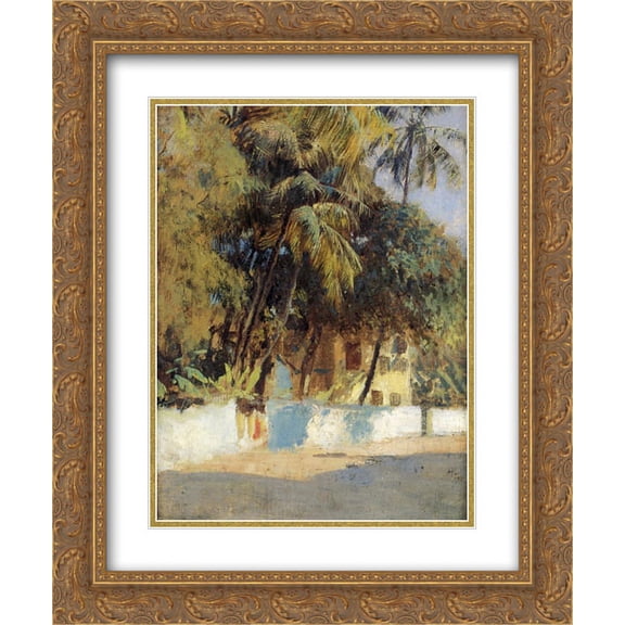 Edwin Lord Weeks 2x Matted 20x24 Gold Ornate Framed Art Print 'Street Scene, Bombay'