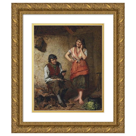 Edwin Thomas Roberts 20x24 Gold Ornate Framed and Double Matted Museum Art Print Titled - New Shoes (1878)