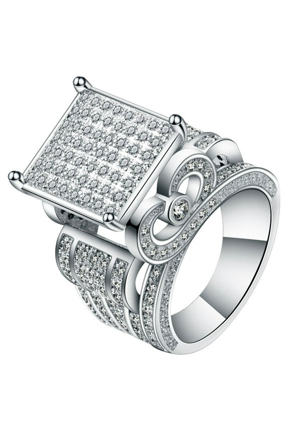 Edwina Engagement Ring Square Micro Pave Exaggerated Women Ginger Lyne Collection