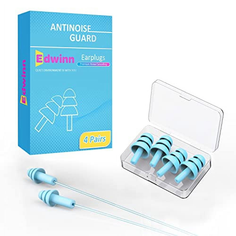 Edwinn Soft Ear Plugs for Sleeping Noise Cancelling, 4 Pairs Earplugs for Snoring, Work