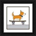 thumbnail image 1 of Edwins, Hugo 12x12 Black Ornate Wood Framed with Double Matting Museum Art Print Titled - Handsome Fur Dog on Wheels, 1 of 4
