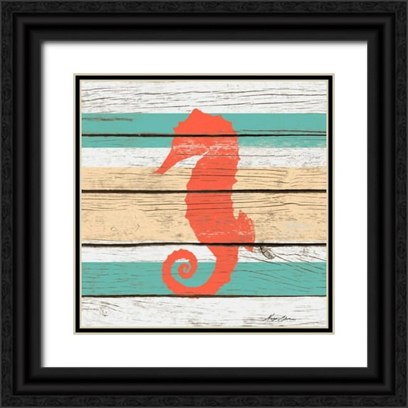Edwins, Hugo 12x12 Black Ornate Wood Framed with Double Matting Museum Art Print Titled - Striped Sea Creature II