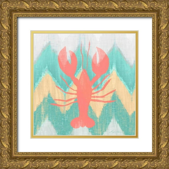 Edwins, Hugo 12x12 Gold Ornate Wood Framed with Double Matting Museum Art Print Titled - Sea Creature on Chevron IV