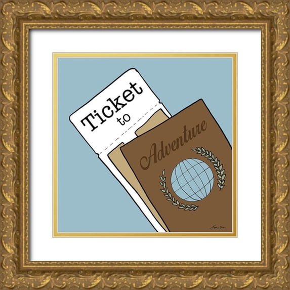 Edwins, Hugo 12x12 Gold Ornate Wood Framed with Double Matting Museum Art Print Titled - Ticket To Adventure