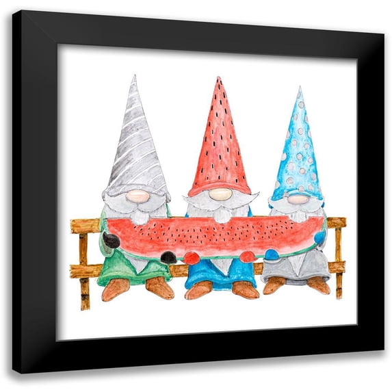 Edwins, Hugo 20x20 Black Modern Framed Museum Art Print Titled - Watermelon Gnomes