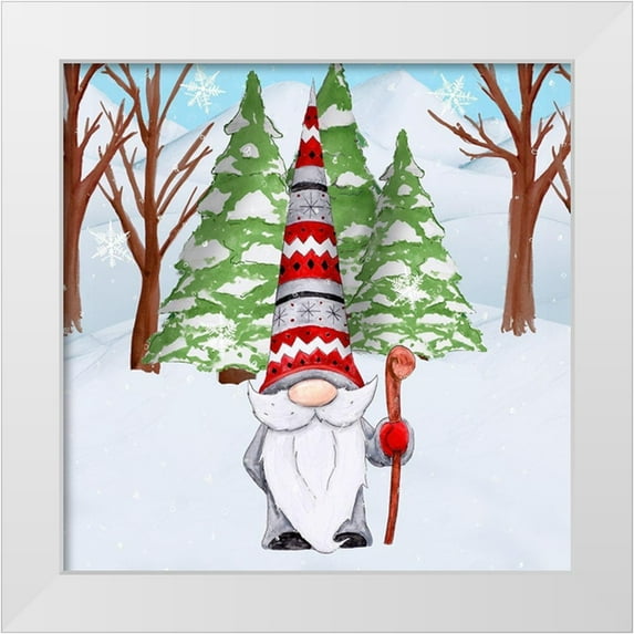 Edwins, Hugo 20x20 White Modern Wood Framed Museum Art Print Titled - Fun Hat Gnoming Around I