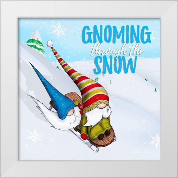 Edwins, Hugo 20x20 White Modern Wood Framed Museum Art Print Titled - Ski Gnomes II
