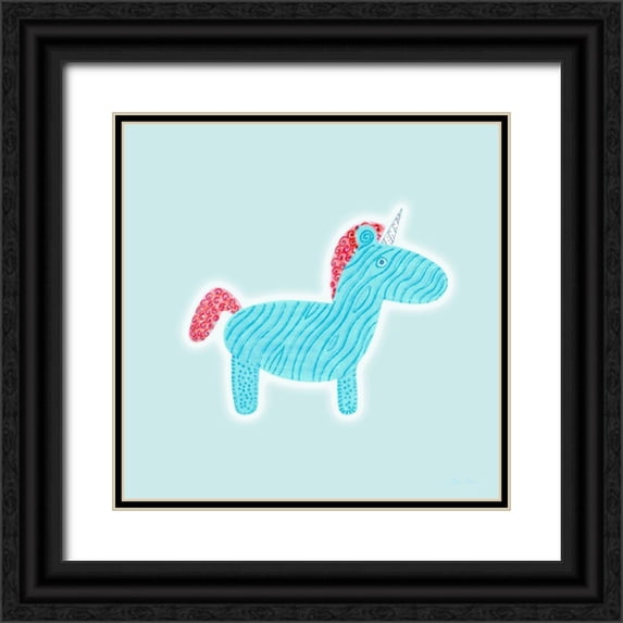 Edwins, Hugo 26x26 Black Ornate Wood Framed with Double Matting Museum Art Print Titled - Unicorn Love