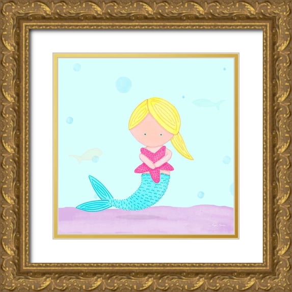 Edwins, Hugo 26x26 Gold Ornate Wood Framed with Double Matting Museum Art Print Titled - Mermaid I