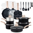 thumbnail image 1 of EDX 25-Piece Non-Stick Ceramic Granite Cookware Set with Stay-Cool Handles, Induction Compatible Pots and Pans Set for Healthy Cooking,Black, 1 of 8