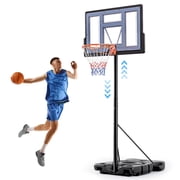 Edx 6.1ft-10ft Adjustable Height 44" Shatterproof Outdoor Portable Basketball System Adult, Grey