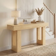 EDX 63 inch Solid Wood Farmhouse Console - Rectangular Sofa Back Design, Multi-Purpose Storage for Entryway Hallway Living Room, Natural deal from Walmart