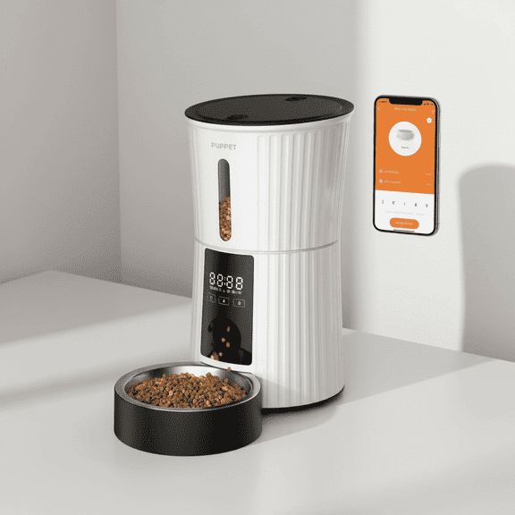 EDX White 4L Automatic Pet Feeder Programmable for Cats Dogs, 1-4 Meals 0-40 Portions with 10s Voice Recorder & Dual Power, LCD Smart Feeder for Home/Weekend Trips/Short Business Travel