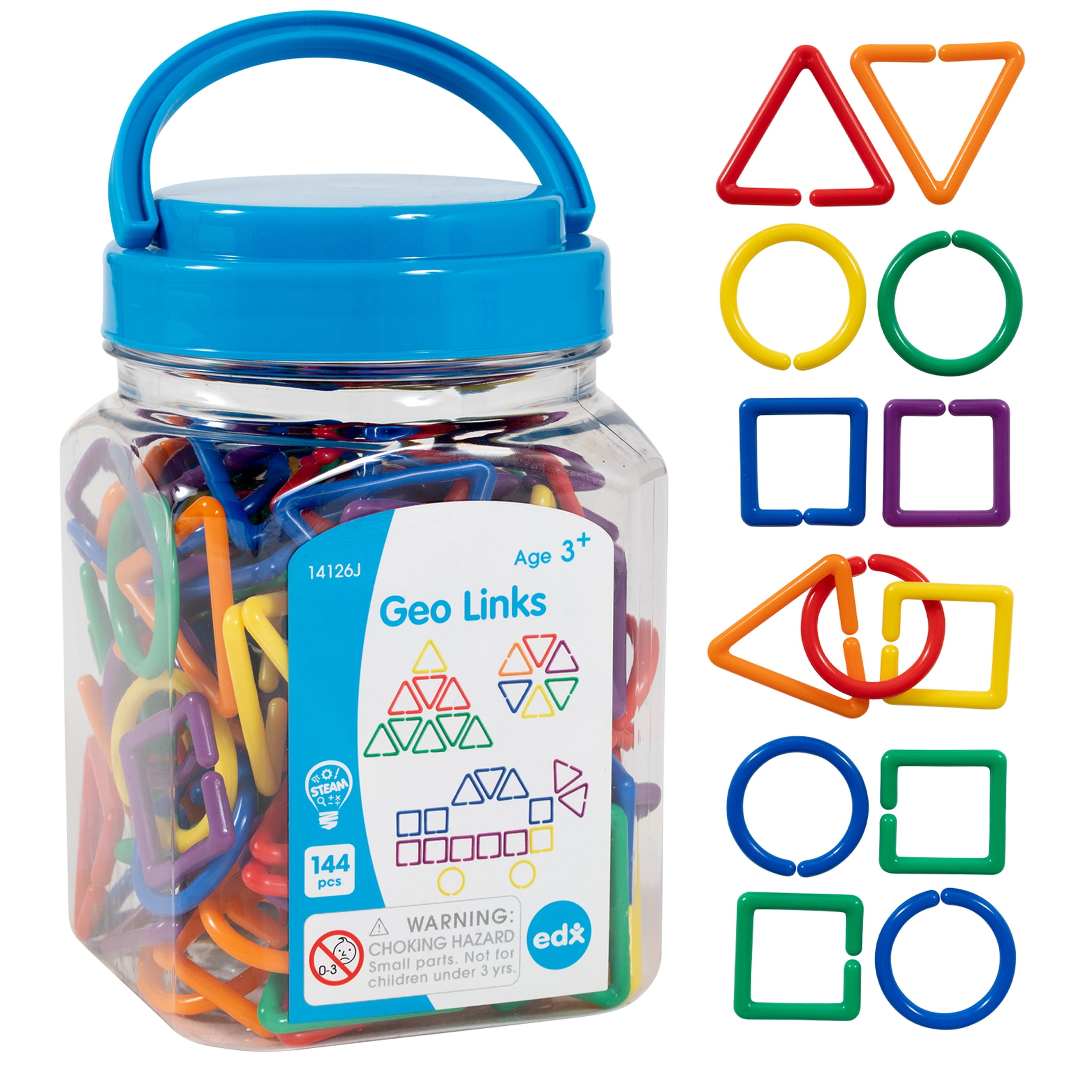 edxeducation Geo Links - Mini Jar - Set of 144 - Linking Shapes