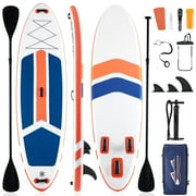 Edx Inflatable Stand Up Paddle Boards 10 ft 5 in with Premium SUP Paddle Board Accessories, Wide Stable Design, Non-Slip Comfort Deck for Youth & Adults，blue orange