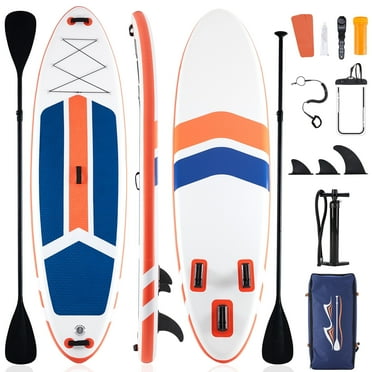 Edx Inflatable Stand Up Paddle Boards 10 ft 5 in with Premium SUP Paddle Board Accessories, Wide Stable Design, Non-Slip Comfort Deck for Youth & Adults，blue orange
