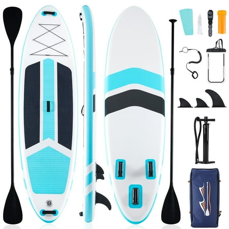 Edx Inflatable Stand Up Paddle Boards 10 ft 5 in with Premium SUP Paddle Board Accessories, Wide Stable Design, Non-Slip Comfort Deck for Youth & Adults,gray blue