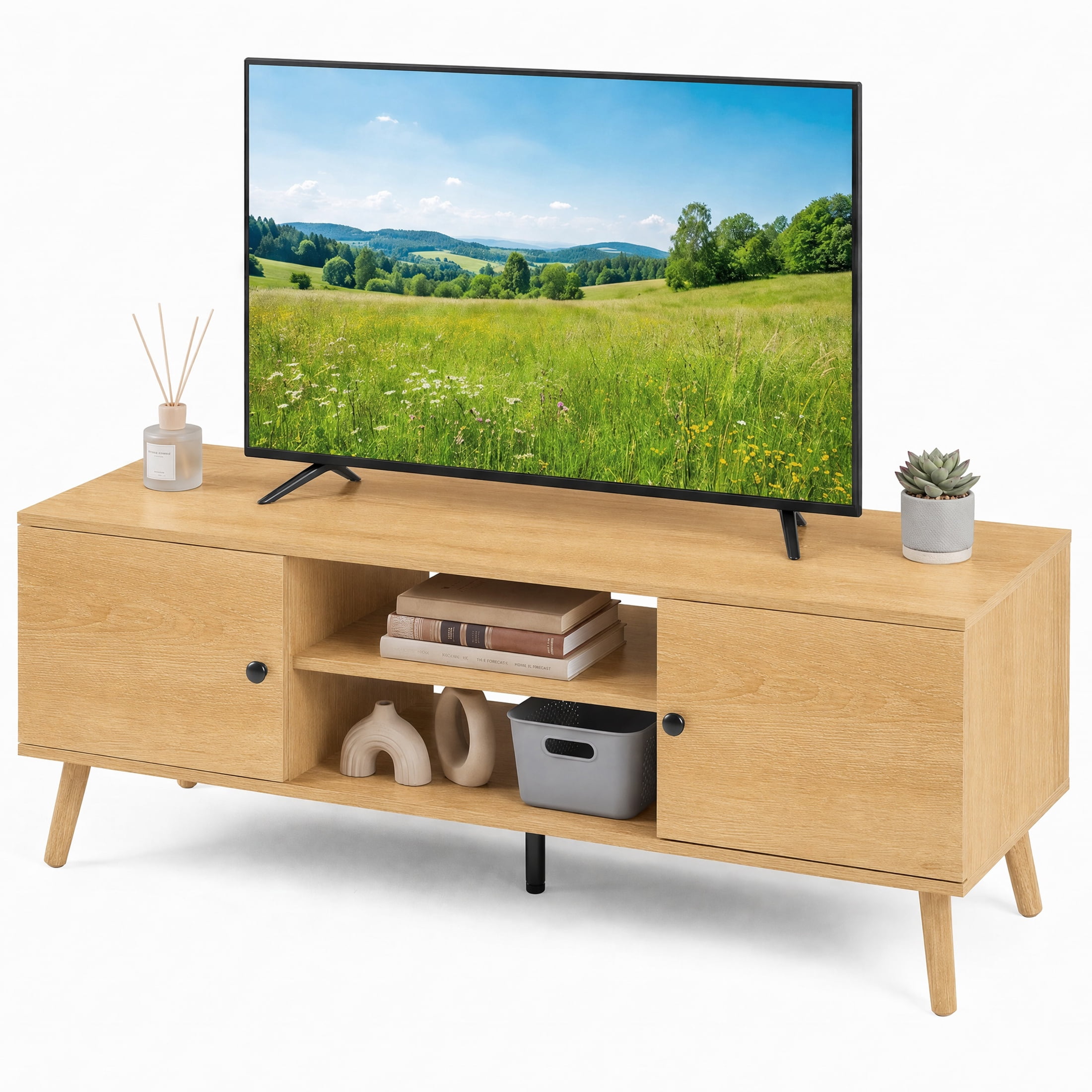 edx, Retro-Modern TV Stand, 15 inch, Grey Wood Grain - Walmart.com