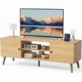 thumbnail image 1 of EDX Retro-Modern TV Stand, Mid-Century Media Console with Soft-Close Cabinets & Adjustable Shelves, Engineered Wood TV Cabinet for 50-65 Inch TVs, Natural, 1 of 8