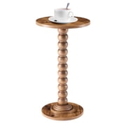 EDX Round Side Table - Solid Wood Leg Small Drink Table for Living Room Bedroom Office,Brown