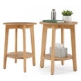 thumbnail image 1 of EDX Small Round End Table Set of 2, Modern Nightstand with Tapered Legs, 2-Tier Storage Side Table, Easy Assembly, Space-Saving Accent Table for Living Room Bedroom, Natural Wood, 1 of 9