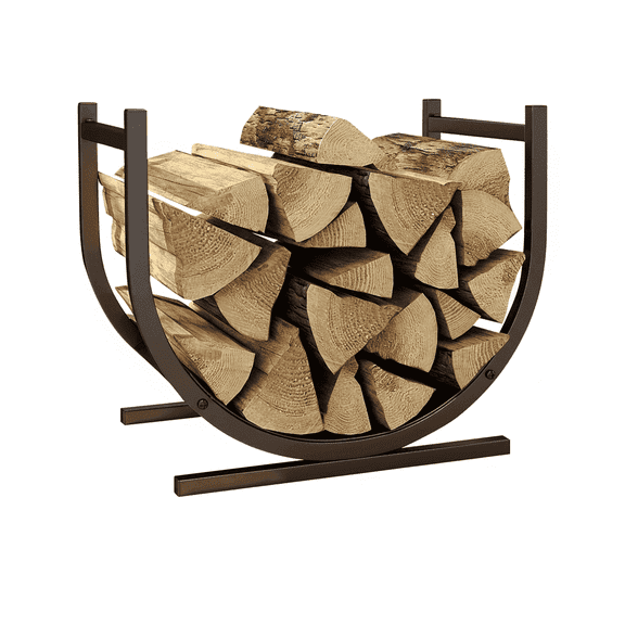 EDX 17x14x15 Inch U-Shaped Wood Stove Frame, Decorative Fireplace Log Holder with Sturdy Steel Construction, Indoor Fireplace Accent Frame in Black