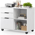 thumbnail image 1 of Edx Wooden 3 Drawer File Rolling Cabinet with Wheels, White, 1 of 7