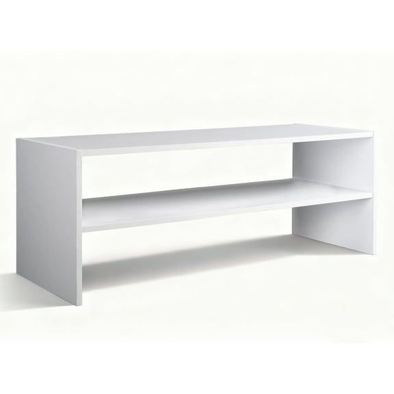 EDX 31-Inch Stackable Storage Box, Ultra-Wide Double-Tier Organizer with Secure Lid, Modern Home Storage Container for Closet, Garage and Living Room in White