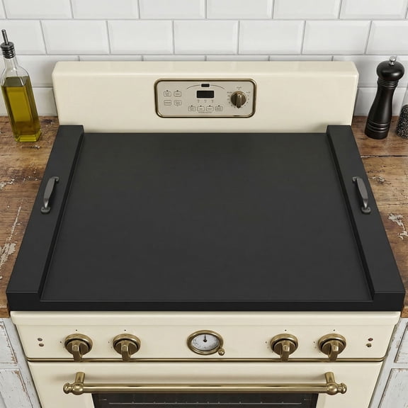 EDX Noodle Board Stove Cover with Handles, Multi-Purpose Baking Pan & Serving Tray for Electric and Gas Ranges, Black