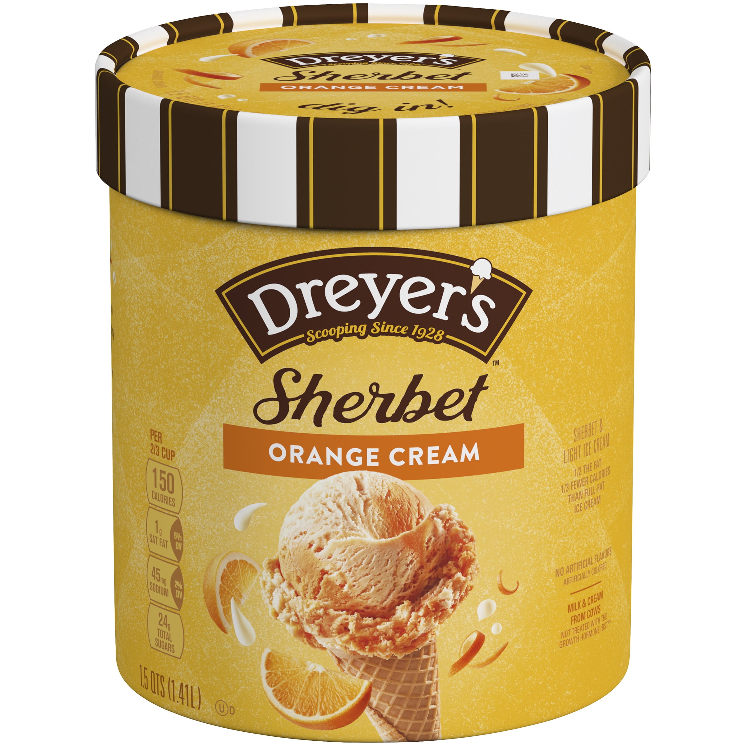 Edy's Dreyer's Orange Cream Sherbet, Kosher, 1 Package, 48oz