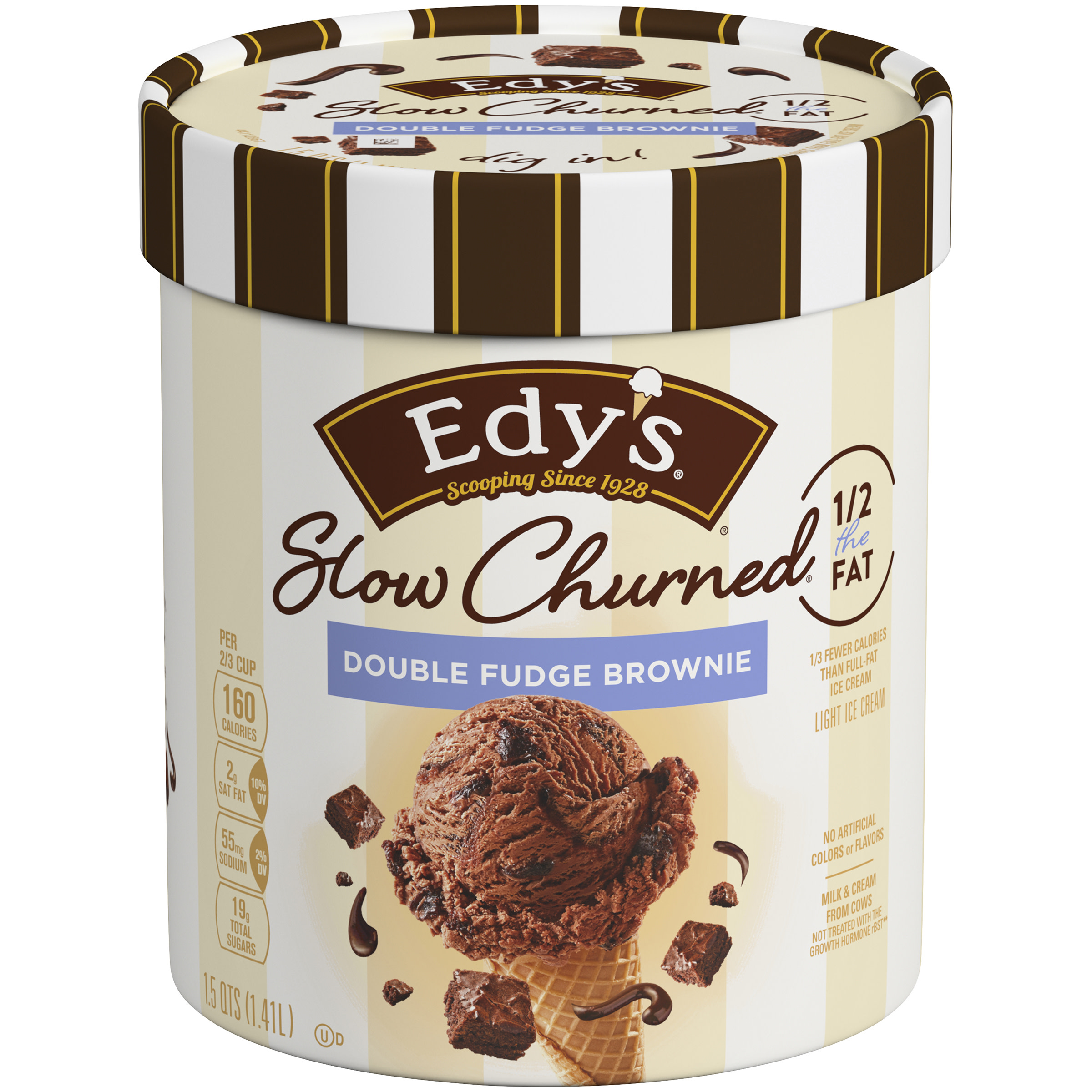 Edy's Dreyer's Slow Churned Double Fudge Brownie Light Ice Cream, 48oz