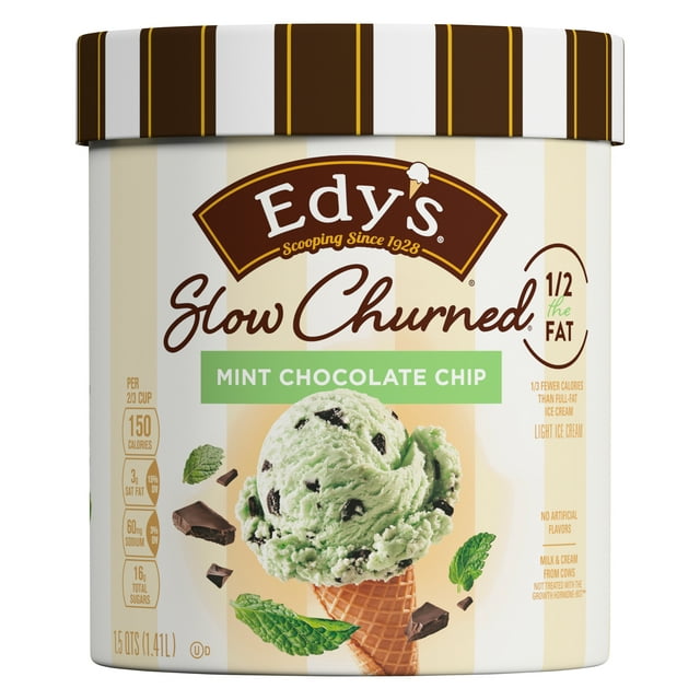 Edy's Dreyer's Slow Churned Mint Chocolate Chip Light Ice Cream, 48oz