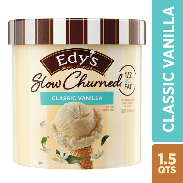 Edy's Slow Churned Classic Vanilla Light Ice Cream, Kosher, 48 oz